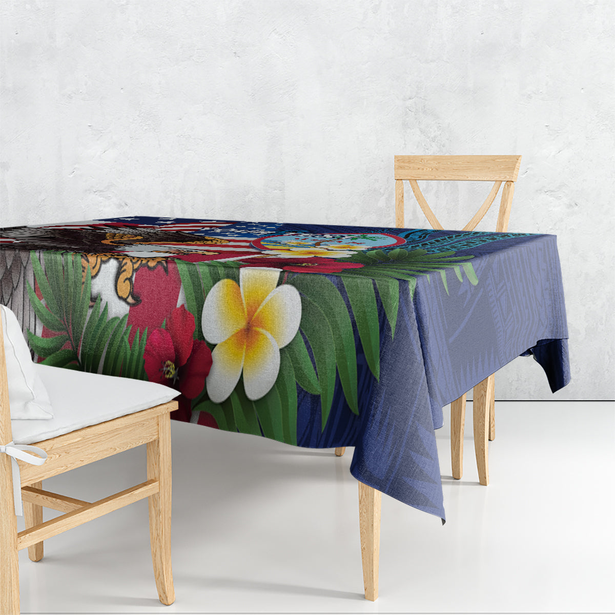 Personalised United States And Guam Tablecloth USA Eagle With Guahan Seal Tropical Vibes