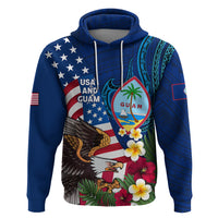 Personalised United States And Guam Zip Hoodie USA Eagle With Guahan Seal Tropical Vibes