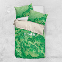 Aloha Hawaii Molokai Island Bedding Set Hibiscus Tribal Honu Hawaiian Tattoo Green
