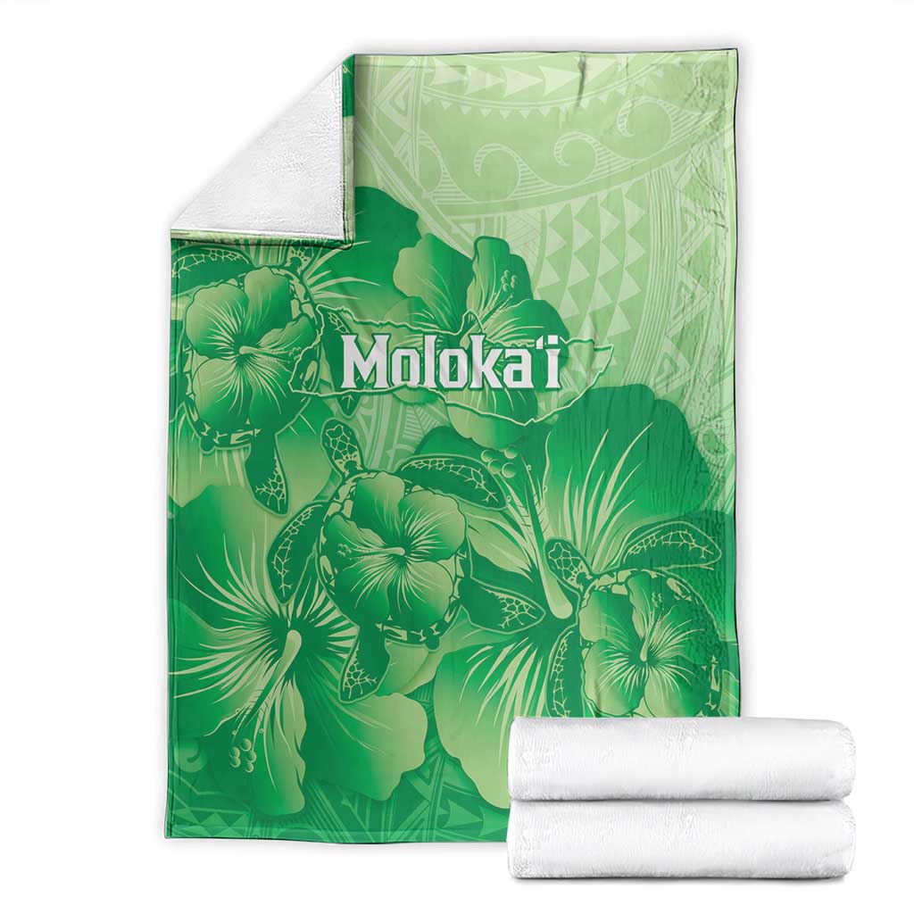 Aloha Hawaii Molokai Island Blanket Hibiscus Tribal Honu Hawaiian Tattoo Green