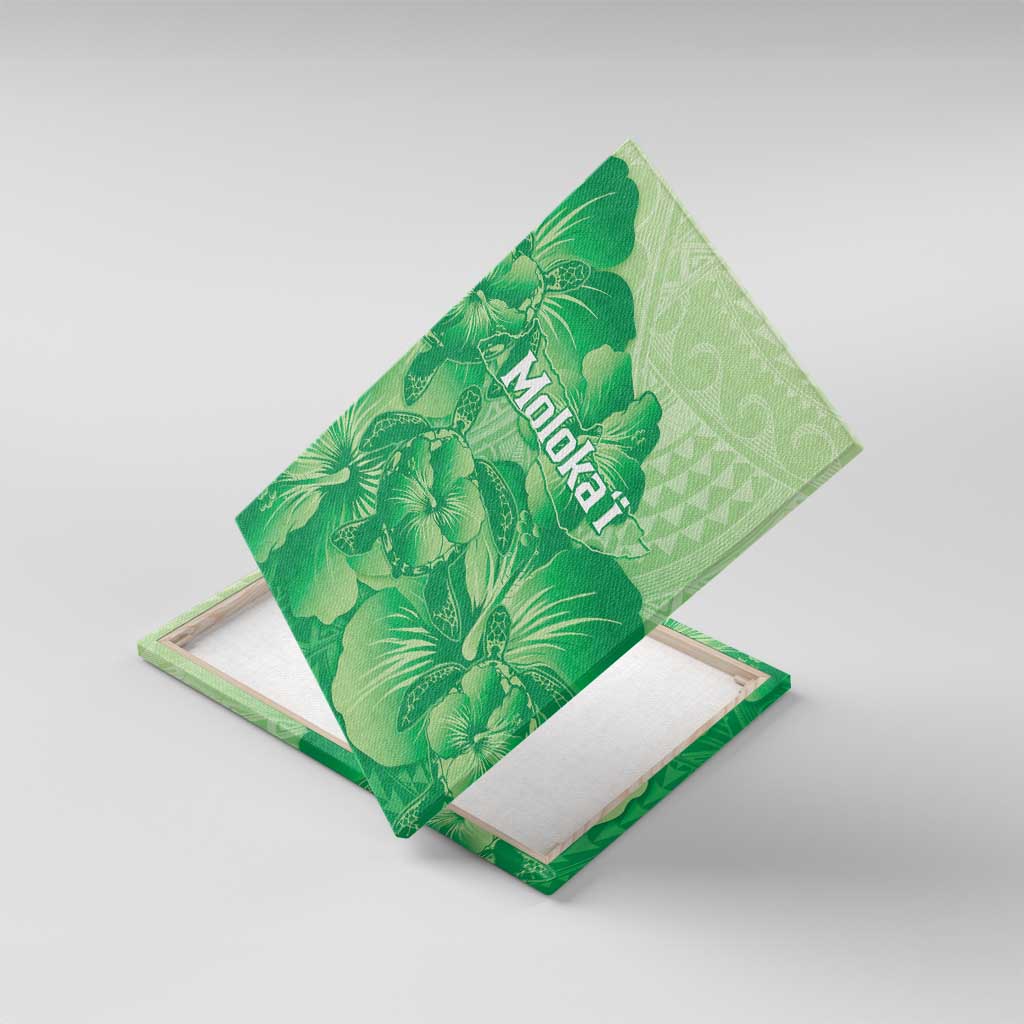 Aloha Hawaii Molokai Island Canvas Wall Art Hibiscus Tribal Honu Hawaiian Tattoo Green