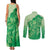 Aloha Hawaii Molokai Island Couples Matching Tank Maxi Dress and Long Sleeve Button Shirt Hibiscus Tribal Honu Hawaiian Tattoo Green