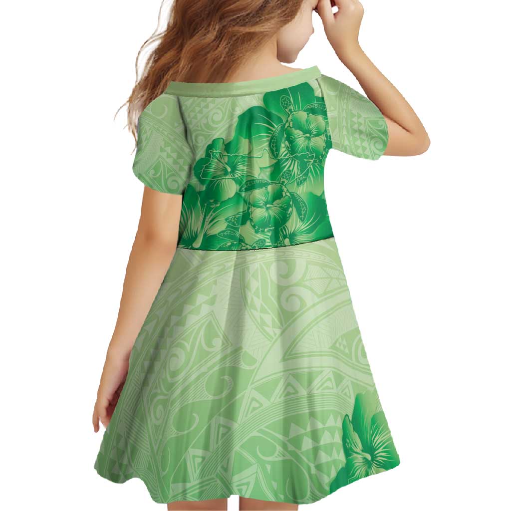 Aloha Hawaii Molokai Island Family Matching Long Sleeve Bodycon Dress and Hawaiian Shirt Hibiscus Tribal Honu Hawaiian Tattoo Green