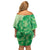 Aloha Hawaii Molokai Island Family Matching Off Shoulder Short Dress and Hawaiian Shirt Hibiscus Tribal Honu Hawaiian Tattoo Green