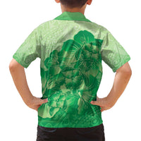 Aloha Hawaii Molokai Island Family Matching Puletasi and Hawaiian Shirt Hibiscus Tribal Honu Hawaiian Tattoo Green