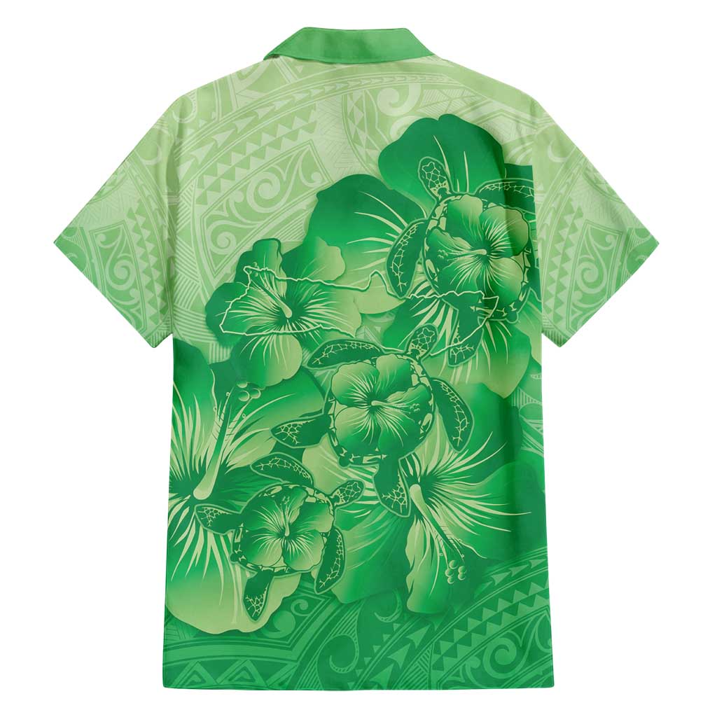 Aloha Hawaii Molokai Island Family Matching Puletasi and Hawaiian Shirt Hibiscus Tribal Honu Hawaiian Tattoo Green