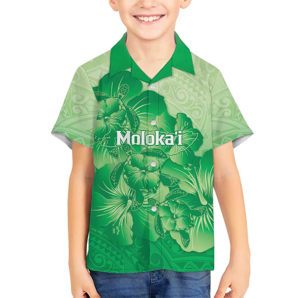 Aloha Hawaii Molokai Island Family Matching Puletasi and Hawaiian Shirt Hibiscus Tribal Honu Hawaiian Tattoo Green