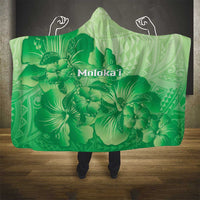 Aloha Hawaii Molokai Island Hooded Blanket Hibiscus Tribal Honu Hawaiian Tattoo Green
