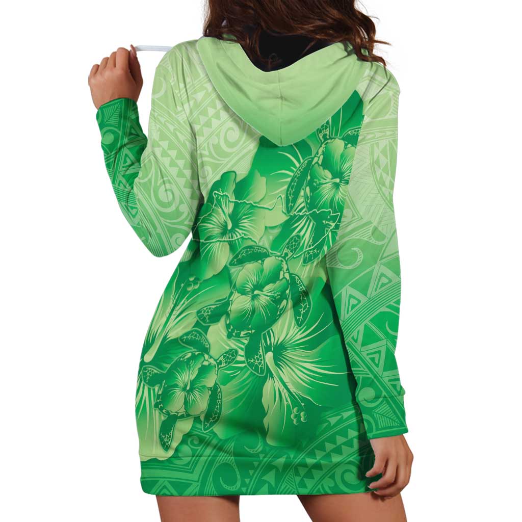 Aloha Hawaii Molokai Island Hoodie Dress Hibiscus Tribal Honu Hawaiian Tattoo Green