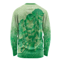 Aloha Hawaii Molokai Island Long Sleeve Shirt Hibiscus Tribal Honu Hawaiian Tattoo Green