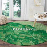 Aloha Hawaii Molokai Island Round Carpet Hibiscus Tribal Honu Hawaiian Tattoo Green