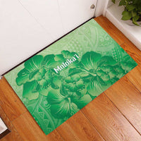Aloha Hawaii Molokai Island Rubber Doormat Hibiscus Tribal Honu Hawaiian Tattoo Green