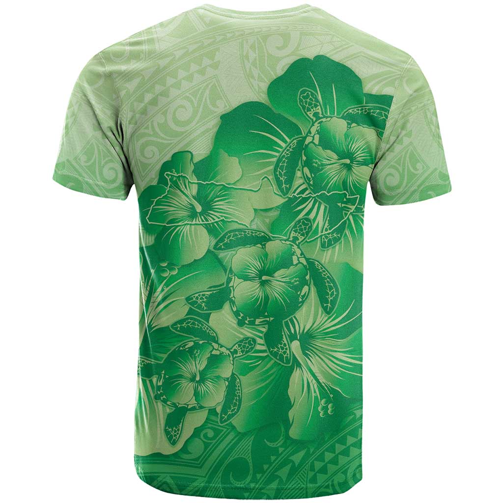 Aloha Hawaii Molokai Island T Shirt Hibiscus Tribal Honu Hawaiian Tattoo Green
