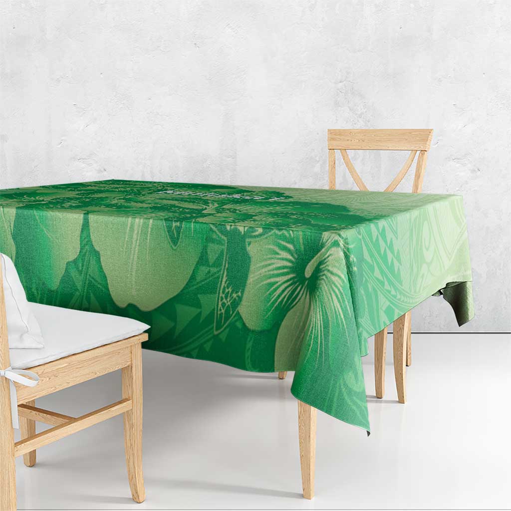 Aloha Hawaii Molokai Island Tablecloth Hibiscus Tribal Honu Hawaiian Tattoo Green