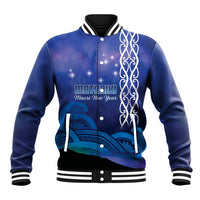Personalised Matariki New Zealand Baseball Jacket Maori New Year Galaxy Koru Pattern LT14 Unisex Blue - Polynesian Pride