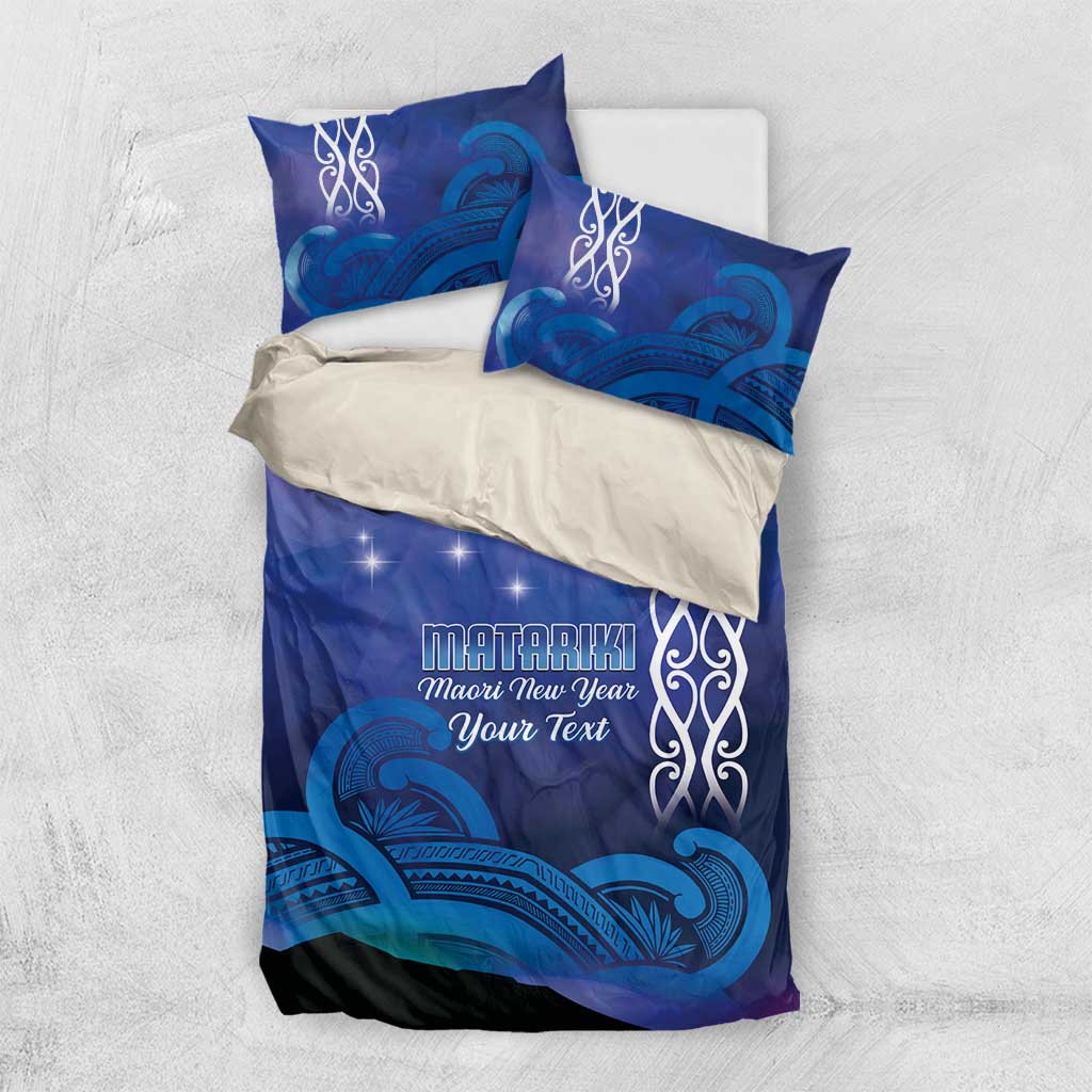 Personalised Matariki New Zealand Bedding Set Maori New Year Galaxy Koru Pattern LT14 US Twin 172cm x 218cm Blue - Polynesian Pride
