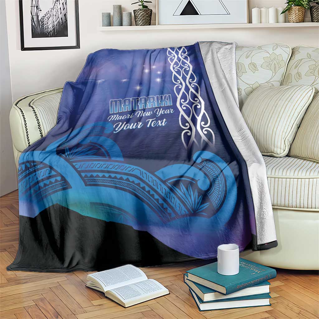 Personalised Matariki New Zealand Blanket Maori New Year Galaxy Koru Pattern LT14 Blue - Polynesian Pride