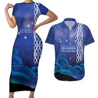 Personalised Matariki New Zealand Couples Matching Short Sleeve Bodycon Dress and Hawaiian Shirt Maori New Year Galaxy Koru Pattern