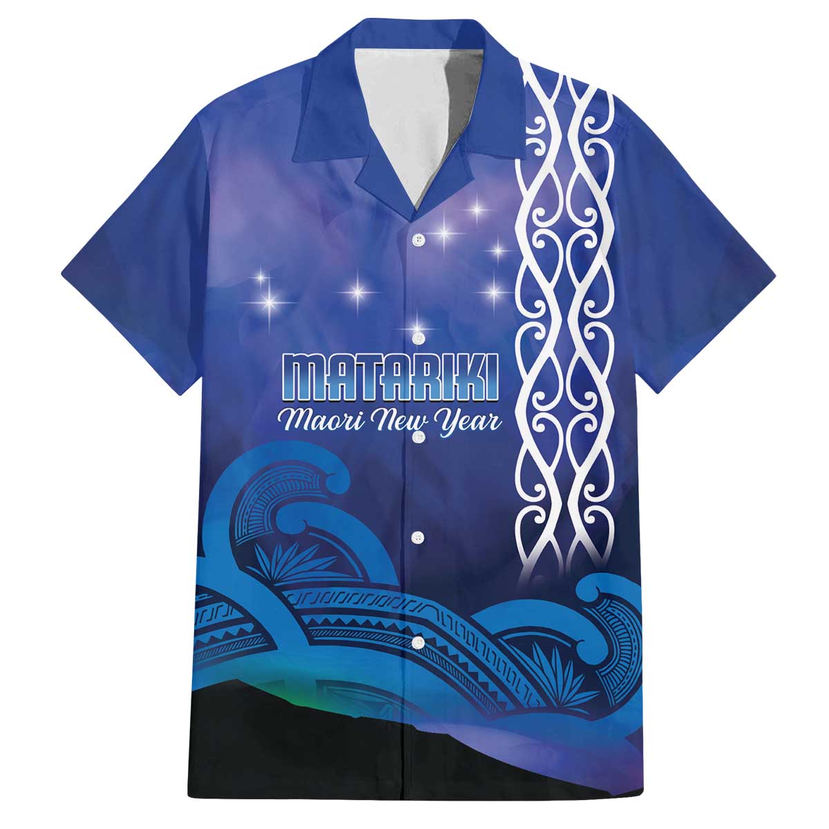 Personalised Matariki New Zealand Family Matching Off The Shoulder Long Sleeve Dress and Hawaiian Shirt Maori New Year Galaxy Koru Pattern