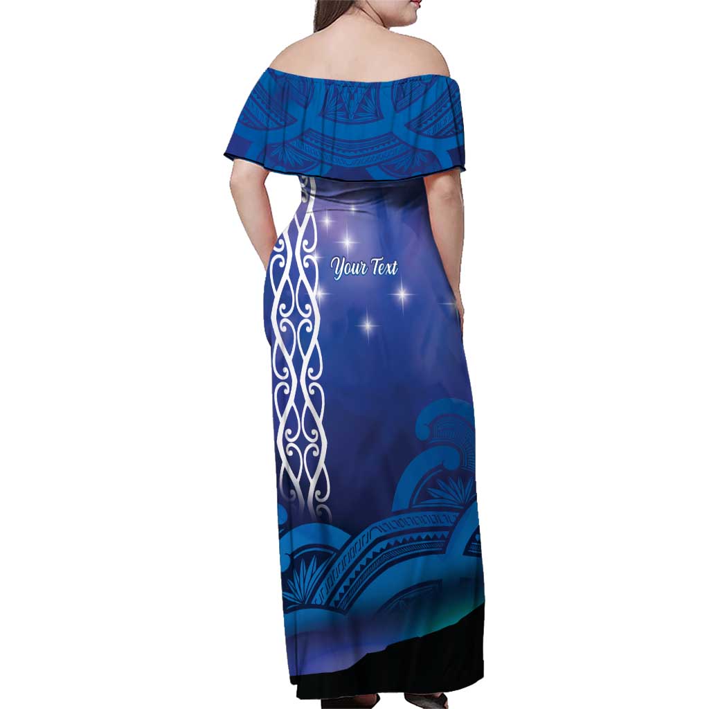 Personalised Matariki New Zealand Family Matching Off Shoulder Maxi Dress and Hawaiian Shirt Maori New Year Galaxy Koru Pattern
