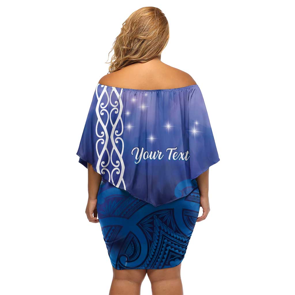 Personalised Matariki New Zealand Family Matching Off Shoulder Short Dress and Hawaiian Shirt Maori New Year Galaxy Koru Pattern