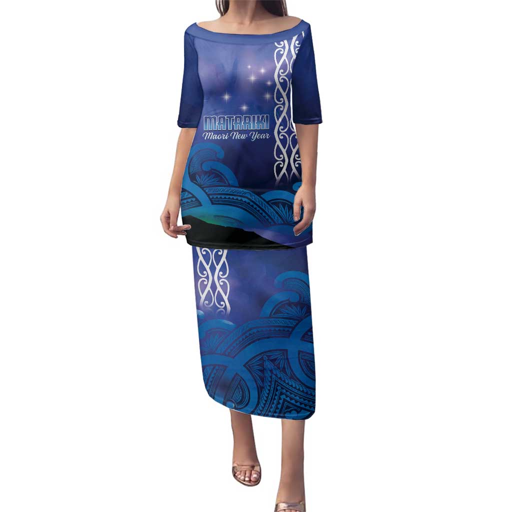 Personalised Matariki New Zealand Family Matching Puletasi and Hawaiian Shirt Maori New Year Galaxy Koru Pattern