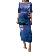 Personalised Matariki New Zealand Family Matching Puletasi and Hawaiian Shirt Maori New Year Galaxy Koru Pattern