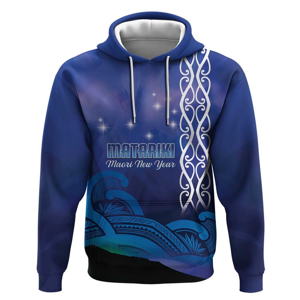 Personalised Matariki New Zealand Hoodie Maori New Year Galaxy Koru Pattern LT14 Pullover Hoodie Blue - Polynesian Pride