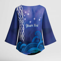 Personalised Matariki New Zealand Kimono Sleeve Blouse Maori New Year Galaxy Koru Pattern - Polynesian Pride