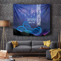 Personalised Matariki New Zealand Tapestry Maori New Year Galaxy Koru Pattern LT14 Blue - Polynesian Pride