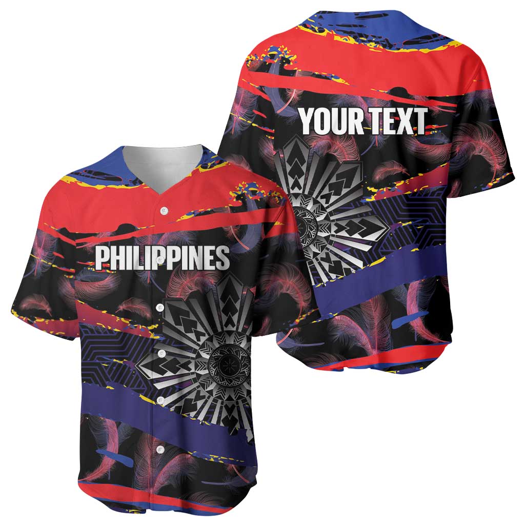 Philippines Sun Tattoo Baseball Jersey Feathers Filipinas Grunge Style Black