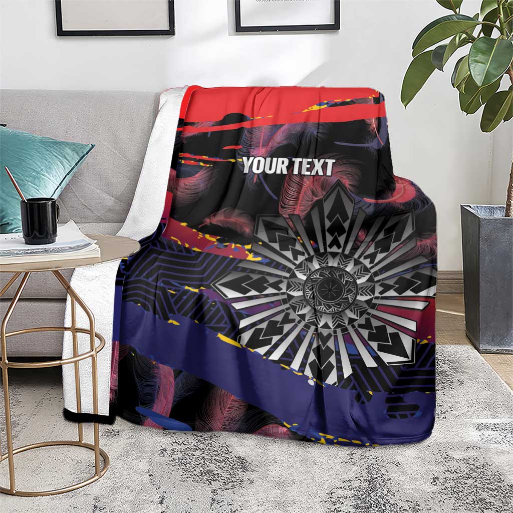 Philippines Sun Tattoo Blanket Feathers Filipinas Grunge Style Black