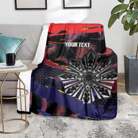 Philippines Sun Tattoo Blanket Feathers Filipinas Grunge Style Black