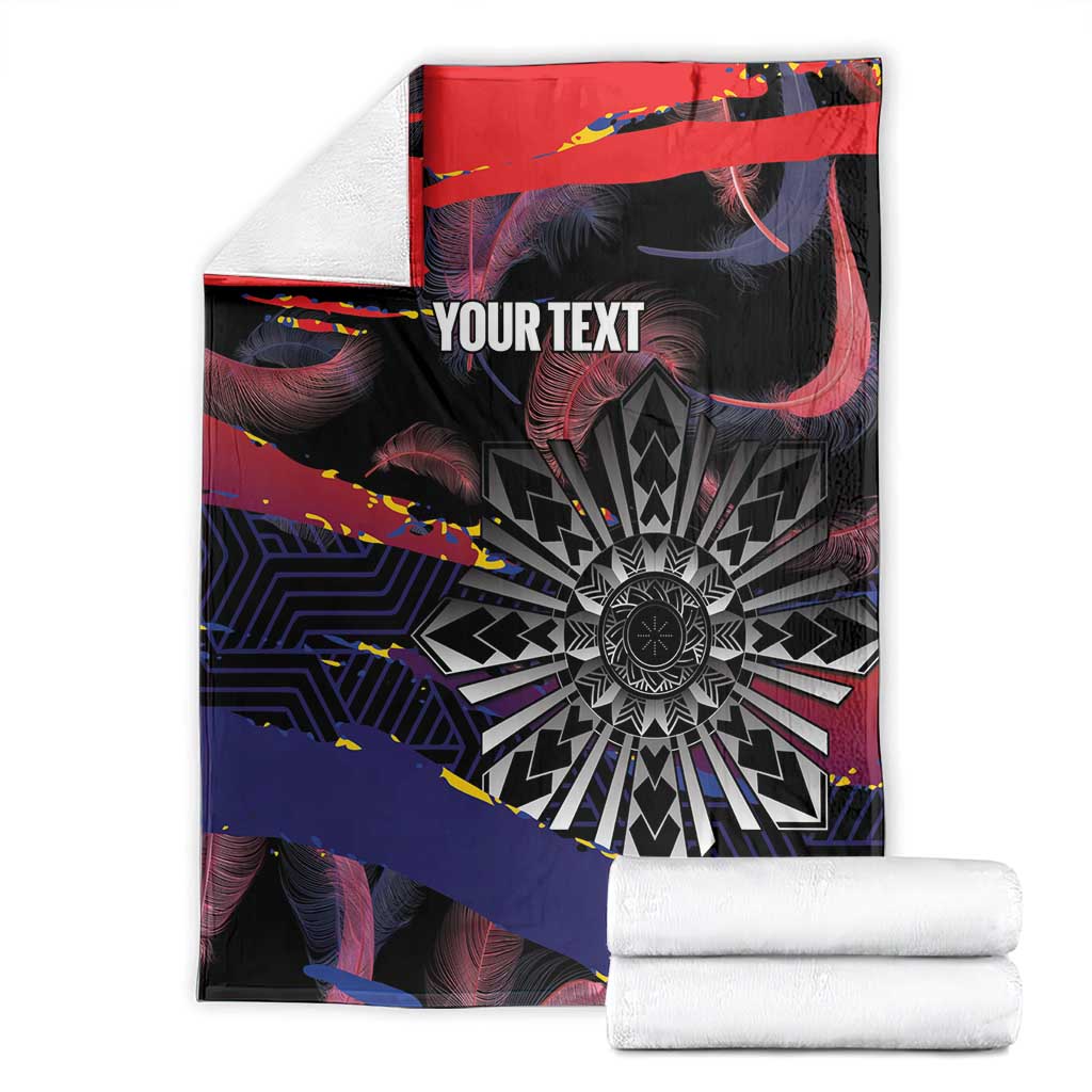 Philippines Sun Tattoo Blanket Feathers Filipinas Grunge Style Black