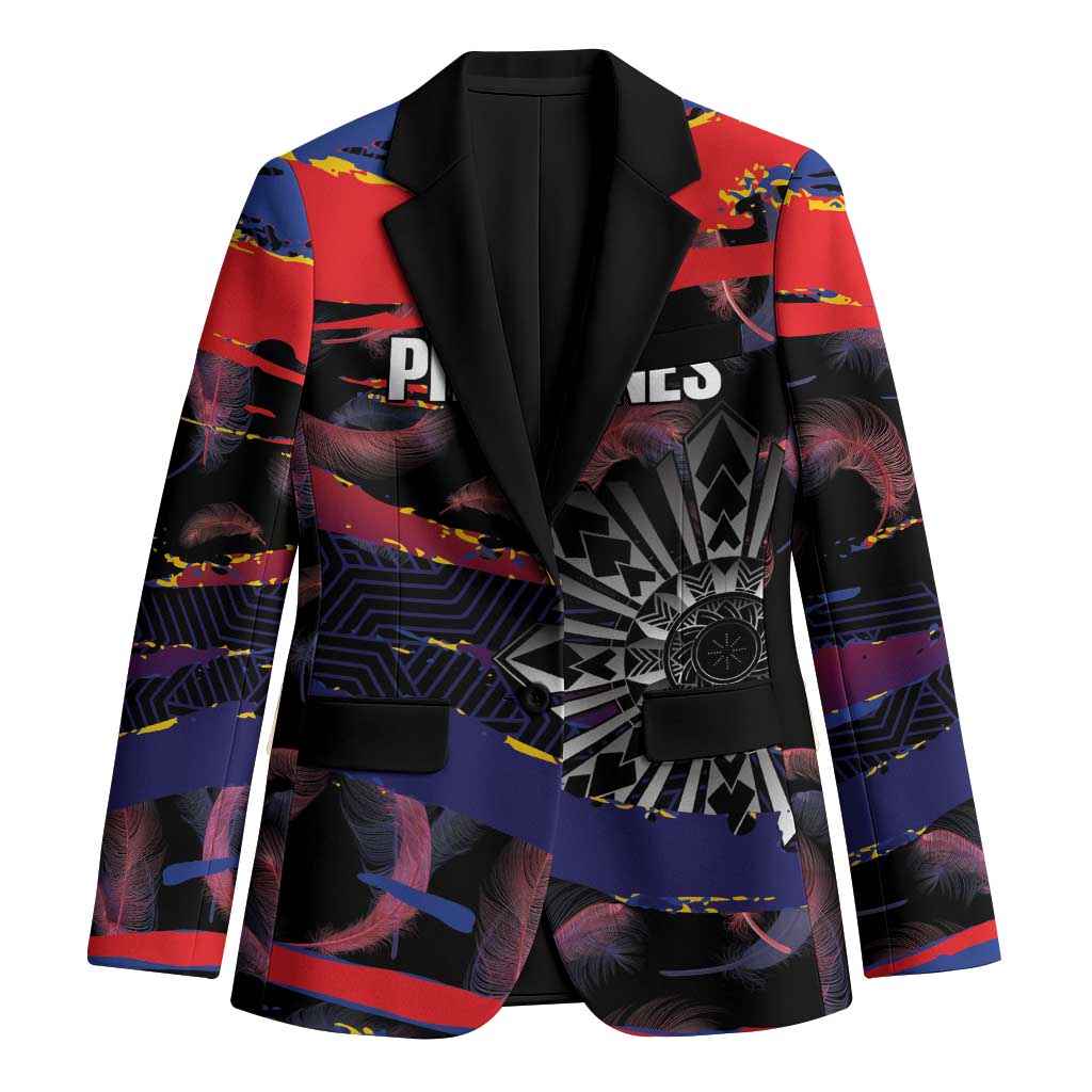 Philippines Sun Tattoo Blazer Feathers Filipinas Grunge Style Black