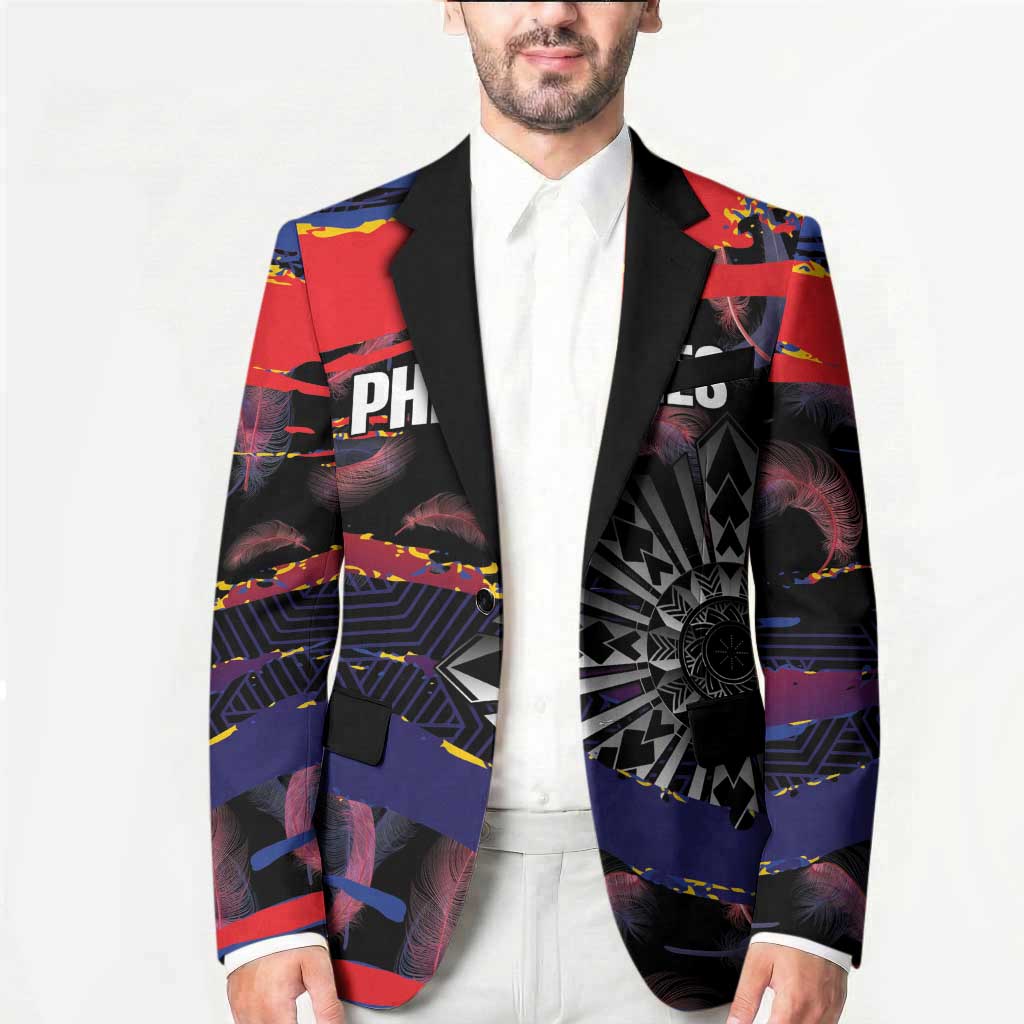 Philippines Sun Tattoo Blazer Feathers Filipinas Grunge Style Black