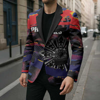 Philippines Sun Tattoo Blazer Feathers Filipinas Grunge Style Black