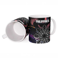 Philippines Sun Tattoo Ceramic Mug Feathers Filipinas Grunge Style Black