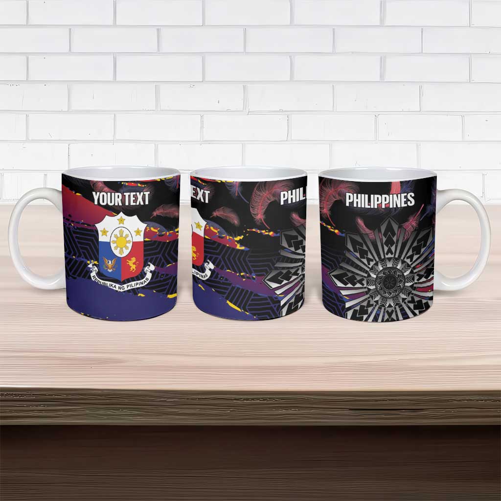 Philippines Sun Tattoo Ceramic Mug Feathers Filipinas Grunge Style Black