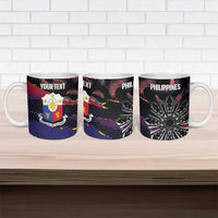 Philippines Sun Tattoo Ceramic Mug Feathers Filipinas Grunge Style Black