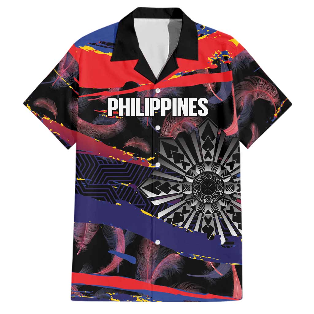 Philippines Sun Tattoo Family Matching Summer Maxi Dress and Hawaiian Shirt Feathers Filipinas Grunge Style Black