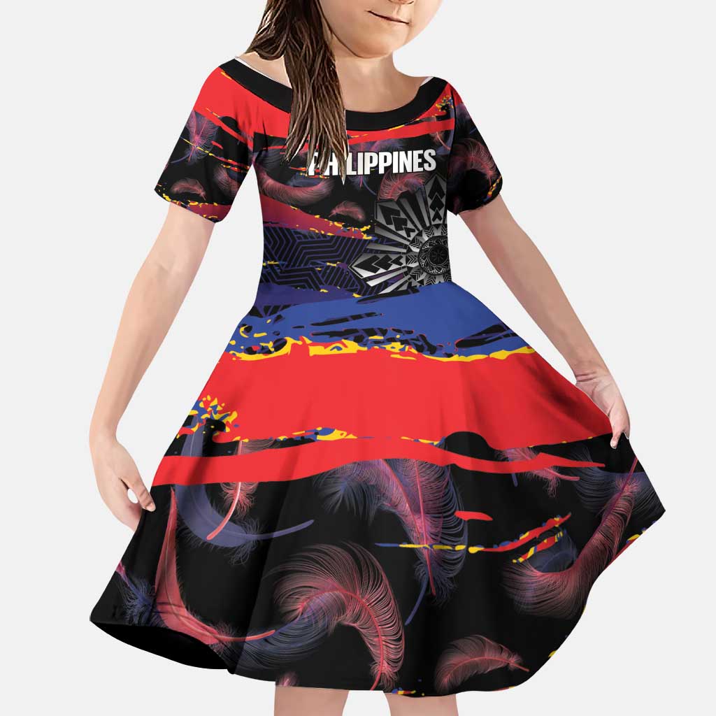Philippines Sun Tattoo Family Matching Tank Maxi Dress and Hawaiian Shirt Feathers Filipinas Grunge Style Black