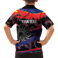 Philippines Sun Tattoo Kid Hawaiian Shirt Feathers Filipinas Grunge Style Black