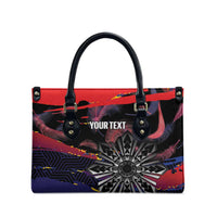 Philippines Sun Tattoo Leather Bag Feathers Filipinas Grunge Style Black