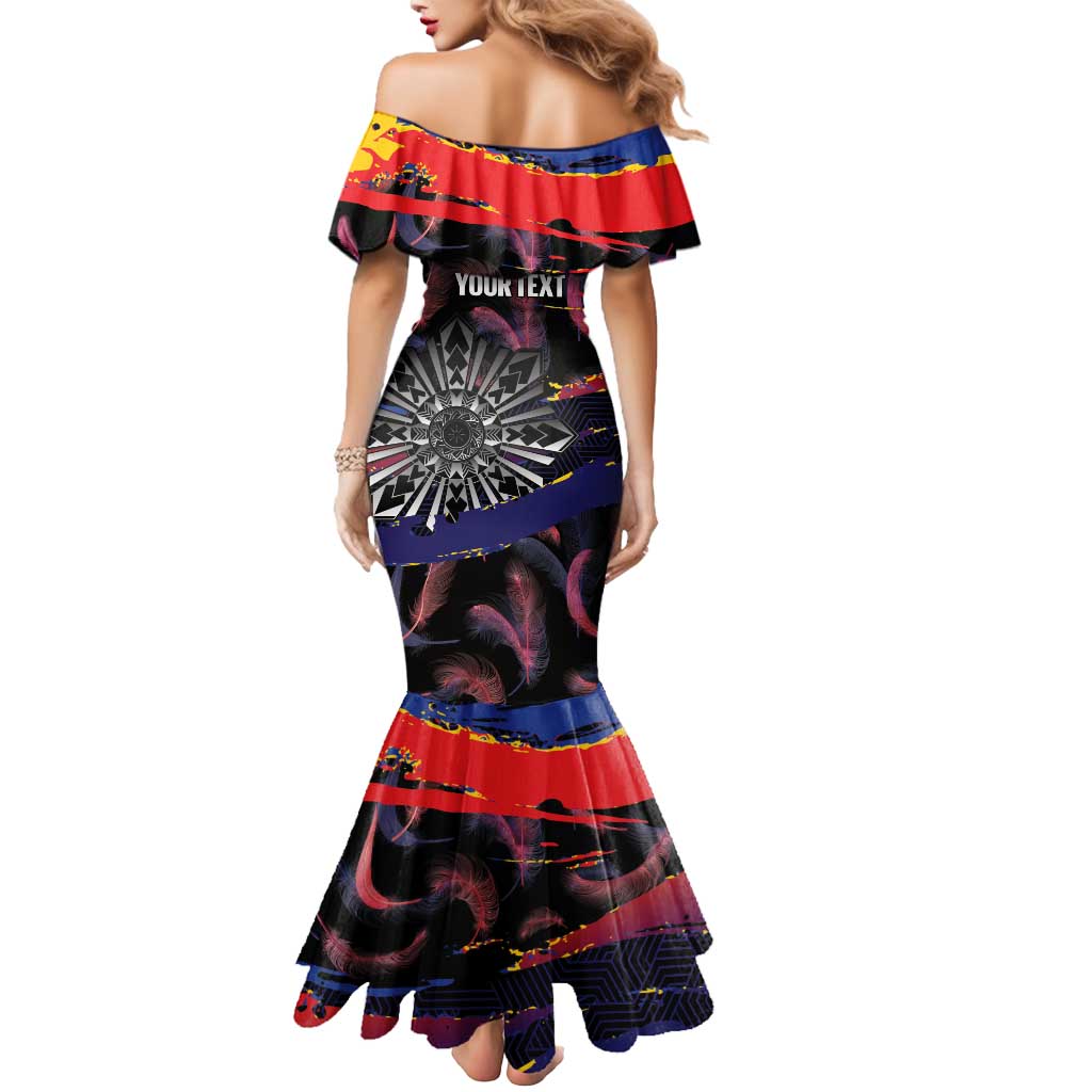 Philippines Sun Tattoo Mermaid Dress Feathers Filipinas Grunge Style Black