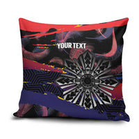 Philippines Sun Tattoo Pillow Cover Feathers Filipinas Grunge Style Black