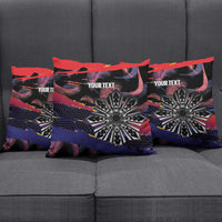 Philippines Sun Tattoo Pillow Cover Feathers Filipinas Grunge Style Black