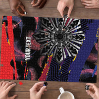 Philippines Sun Tattoo Puzzle Feathers Filipinas Grunge Style Black