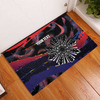 Philippines Sun Tattoo Rubber Doormat Feathers Filipinas Grunge Style Black
