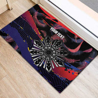 Philippines Sun Tattoo Rubber Doormat Feathers Filipinas Grunge Style Black
